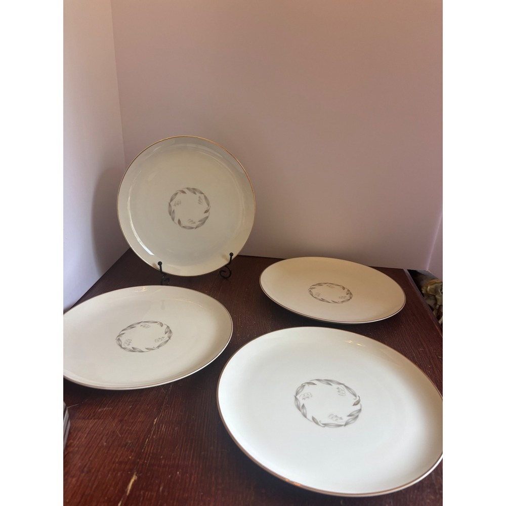 Kaysons Fine China Golden Fantasy Dinner Plates Set of 4 Japan Gold Rim 9.5"